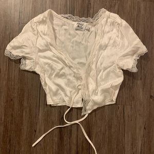 Princess Polly Silk Tie Front Top